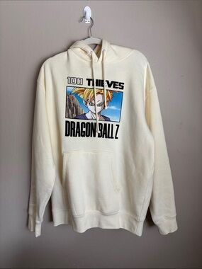 100 Thieves Dragon Ball Z Graphic Hoodie in Cream mens size large